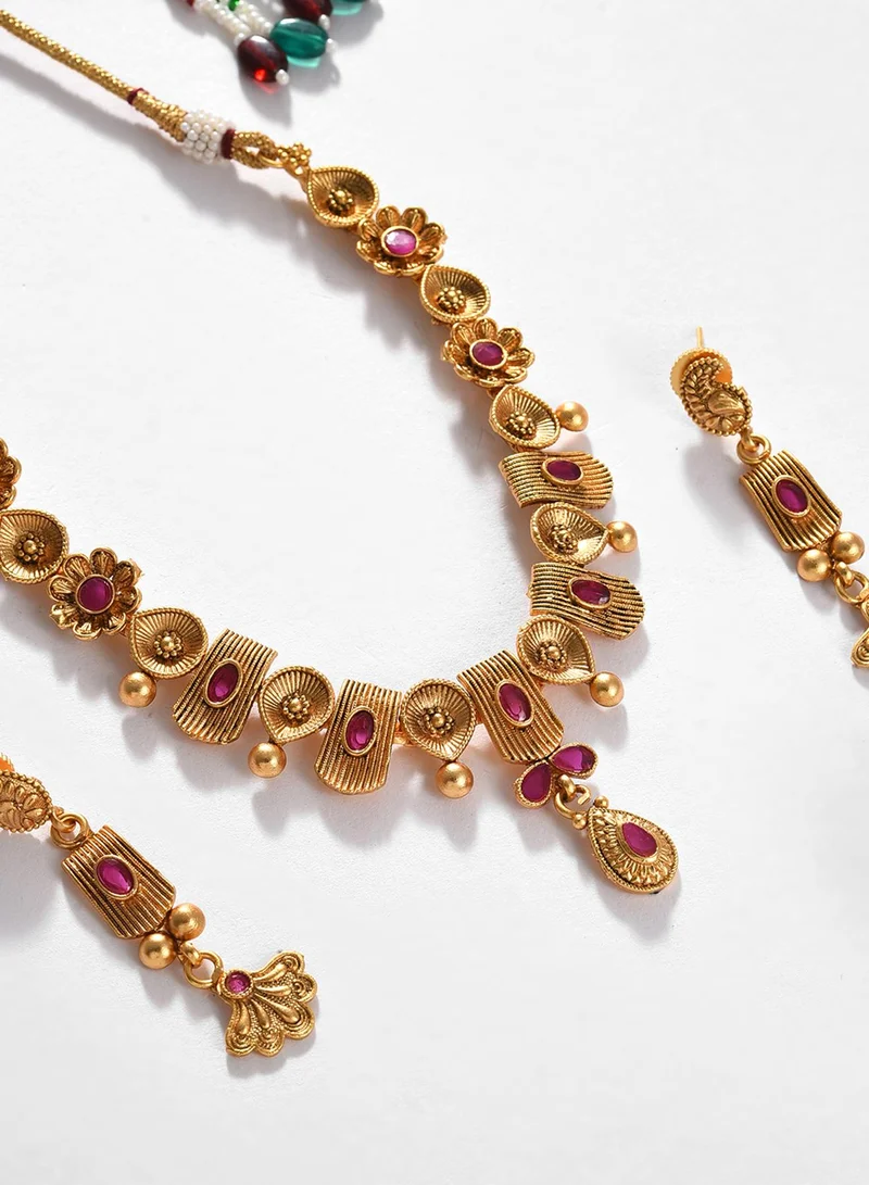 SOHI Red Contemporary Artificial Jewellery Set