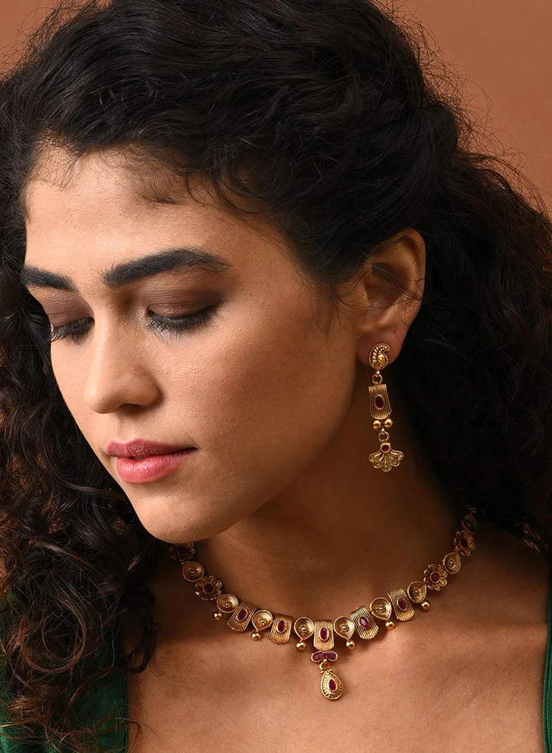 SOHI Red Contemporary Artificial Jewellery Set