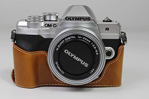 BolinUS EM10 Mark IV Case BolinUS Handmade PU Leather Half Camera Case Bag Cover Bottom Opening Version for Olympus OMD EM10 Mark IV with Hand Strap Brown - Image 1