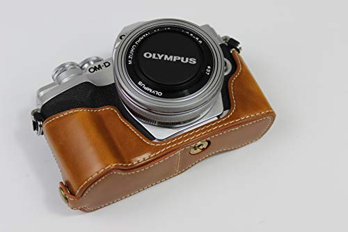 BolinUS EM10 Mark IV Case BolinUS Handmade PU Leather Half Camera Case Bag Cover Bottom Opening Version for Olympus OMD EM10 Mark IV with Hand Strap Brown - Image 3