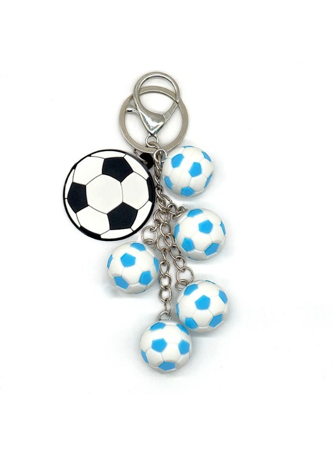 1-Piece Cute Soccer Ball Keychain, World Cup Inspired Football Key Ring, PU Leather Sports Keychain with Lanyard, Kawaii Backpack Charm for Soccer Fans。