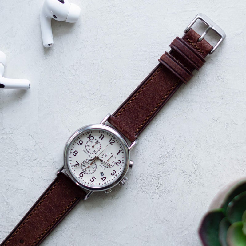 Benchmark Basics Benchmark Quick Release Leather Watch Band - Premium Italian Full Grain Leather Watch Straps for Men & Women (Dark Brown, 20mm) - Image 5