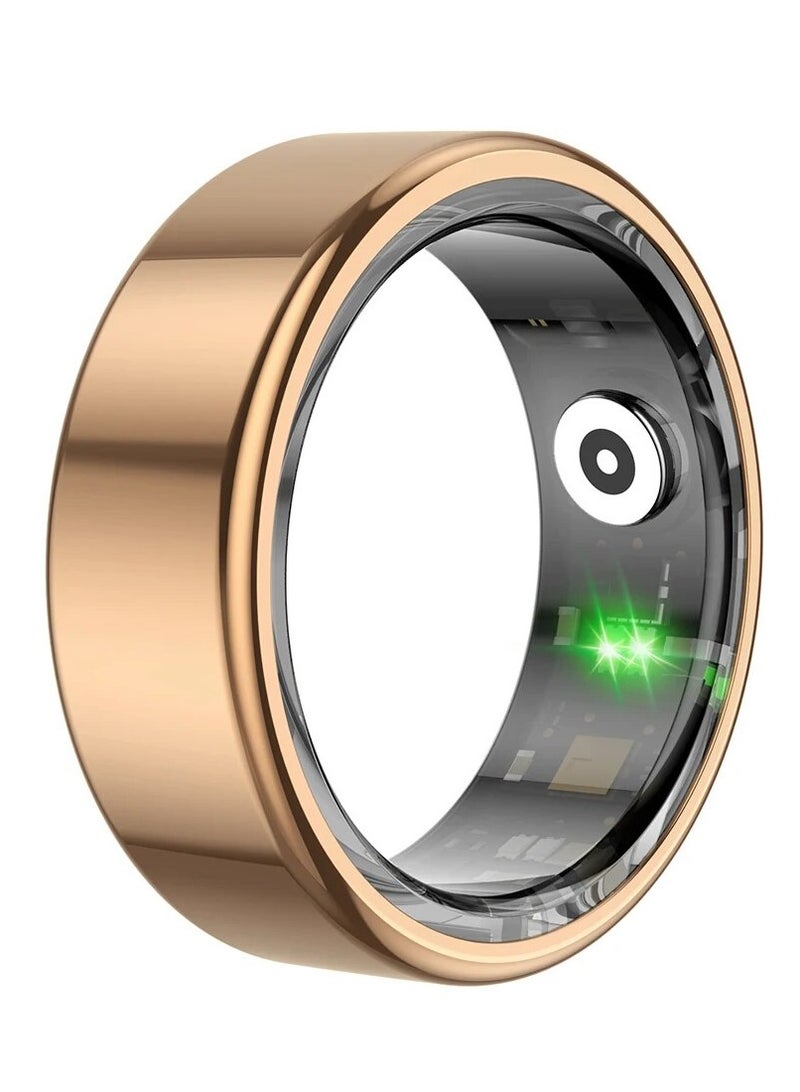 R02 Smart Ring Military Grade Titanium Steel Shell Health Monitoring IP68 & 3ATM Waterproof Multi-sport Modes (Gold, 18.9mm) - Image 1