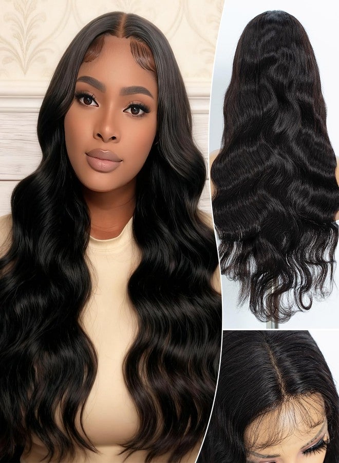 QUEEN VIRGIN REMY QVR Body Wave Lace Front Wigs Human Hair Pre Plucked T-Lace Wig with Baby Hair Black Glueless Human Wigs for Women 24 inch - Image 1