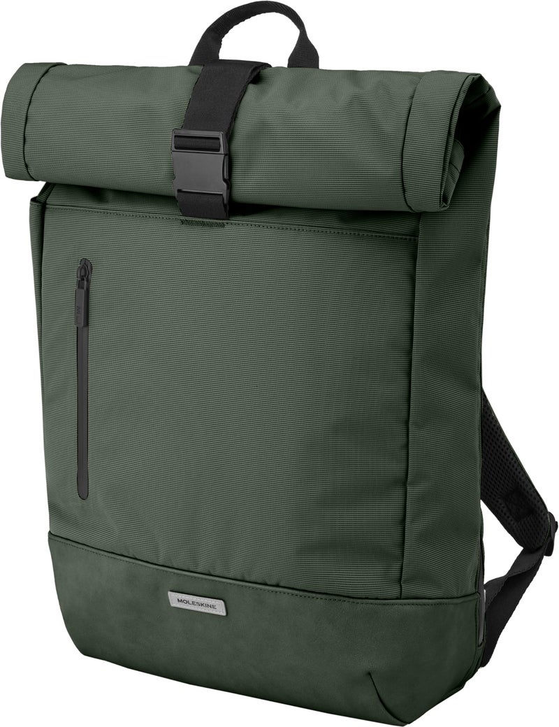 MOLESKINE Moleskine Metro Collection RollTop Backpack, Vertical Laptop Bag, Laptop Backpack for Laptop, Notebook, iPad, Computer up to 15", Dimensions 50 x 32 x 13 cm, Green  - Image 1