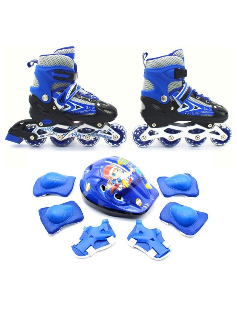 DubaiGallery Adjustable Size Breathable Kids Inline Roller Skates with Safety Gear Set Helmet Knee Elbow Wrist Pads Carry Bag Fun Outdoor Sports Activity for Children Boys and Girls Blade Wheel Skating Shoes  - Image 1