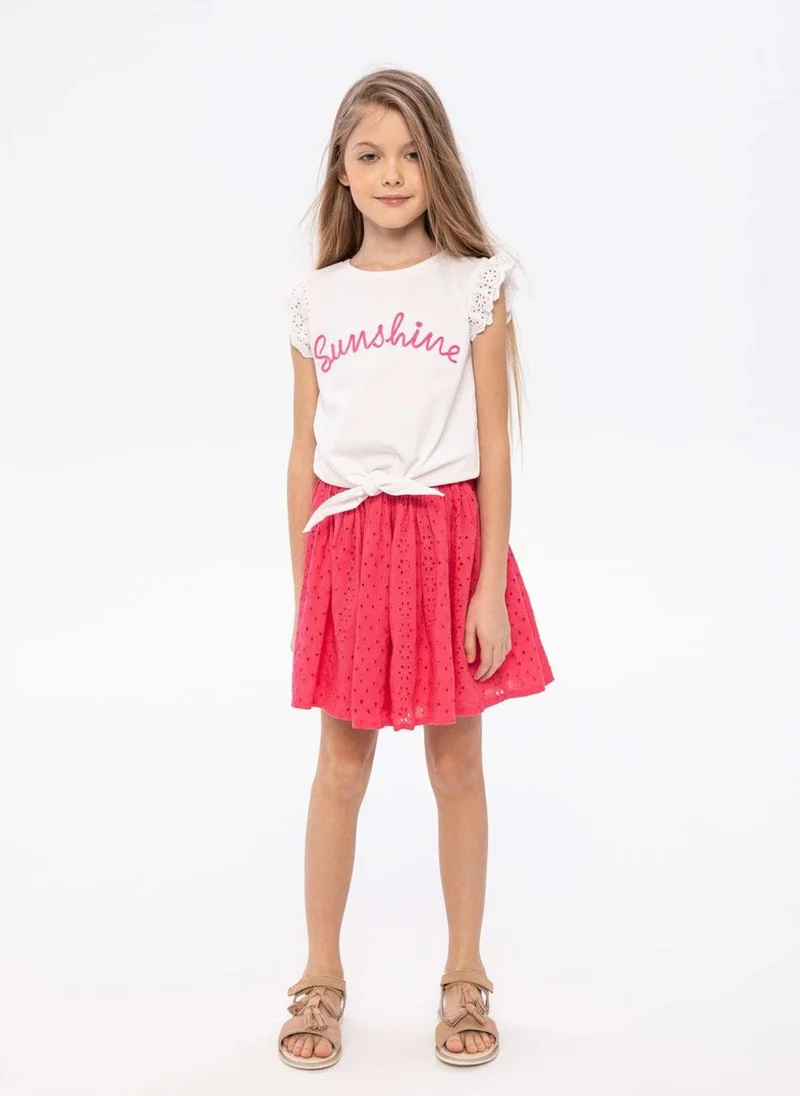 MINOTI Kids Girls Tie Front T-Shirt