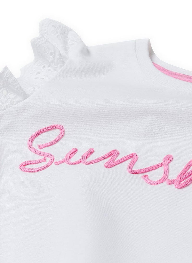 MINOTI Girls Sleeveless Top with Frill Sleeves and Front Knot  - Image 4