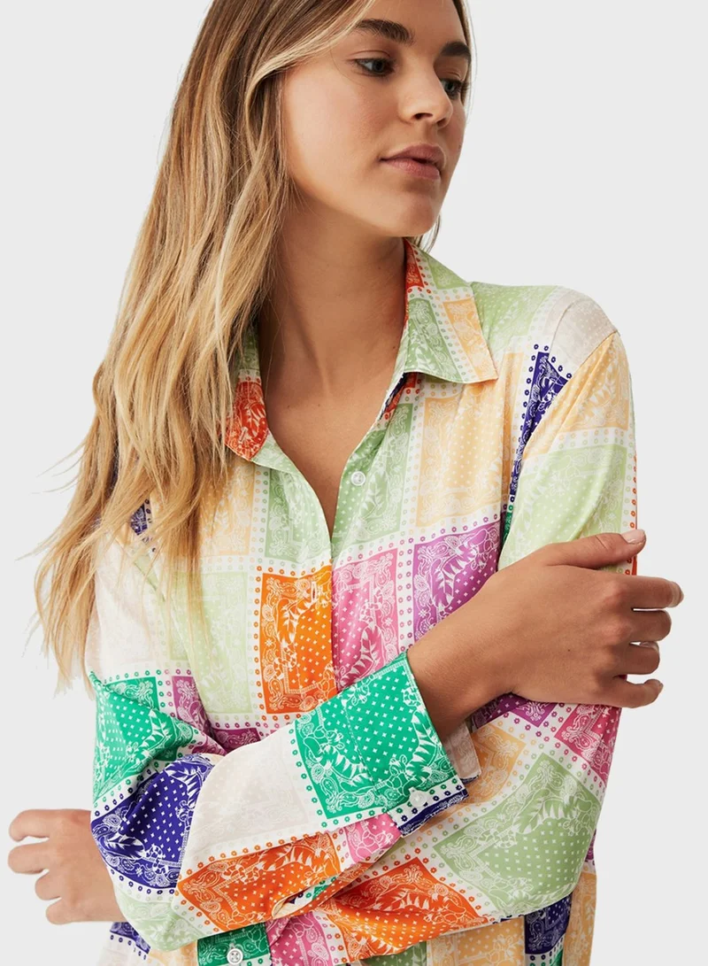 Cotton On Body Long Sleeve Satin Sleep Shirt