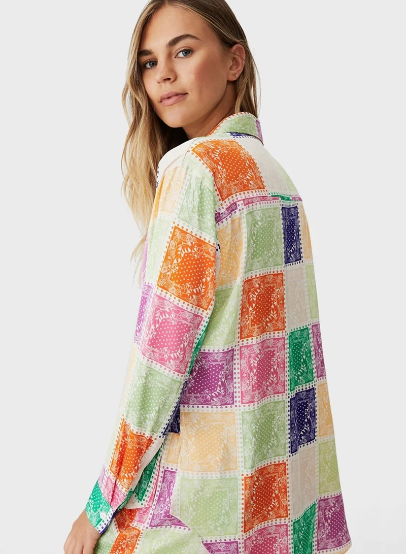 Cotton On Body Long Sleeve Satin Sleep Shirt