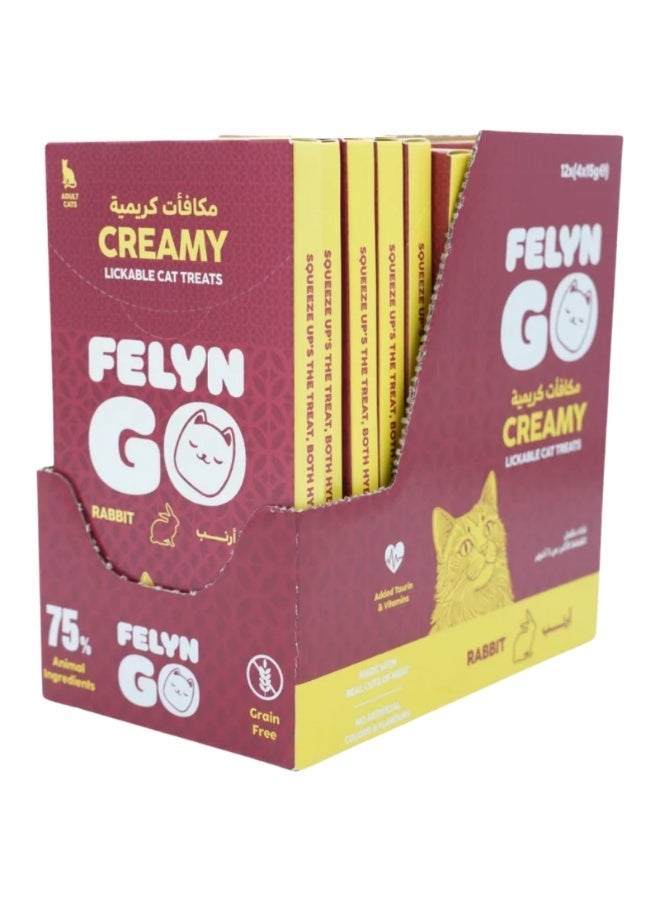 Felyn Go Creamy Lickable Cat Treats – Rabbit Flavor – Grain-Free, High-Moisture Snacks, 4×15g - Image 2