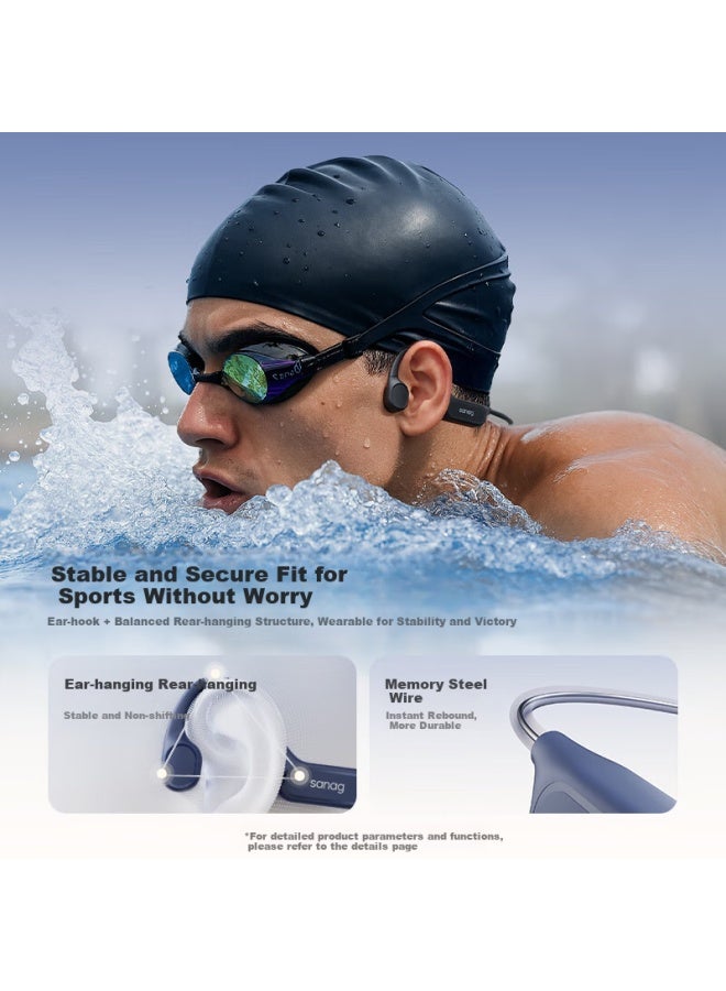 Sanag Saina B33s Bone Conduction Bluetooth Headphones, Wireless Professional Sports Running Cycling Outdoor Open-style Swimming Headphones, Ip68 Waterproof And Sweat-resistant, 32gb Storage - Image 2