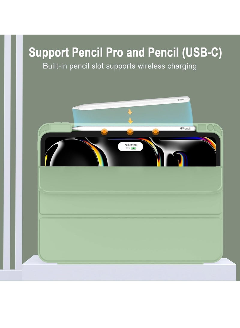 2024 iPad Pro 11" Case (M4, 5th Gen) - Smart Case with Pencil Holder, Touch ID Support, Auto Wake/Sleep Function (New Matcha Green)