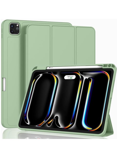 2024 iPad Pro 11" Case (M4, 5th Gen) - Smart Case with Pencil Holder, Touch ID Support, Auto Wake/Sleep Function (New Matcha Green)
