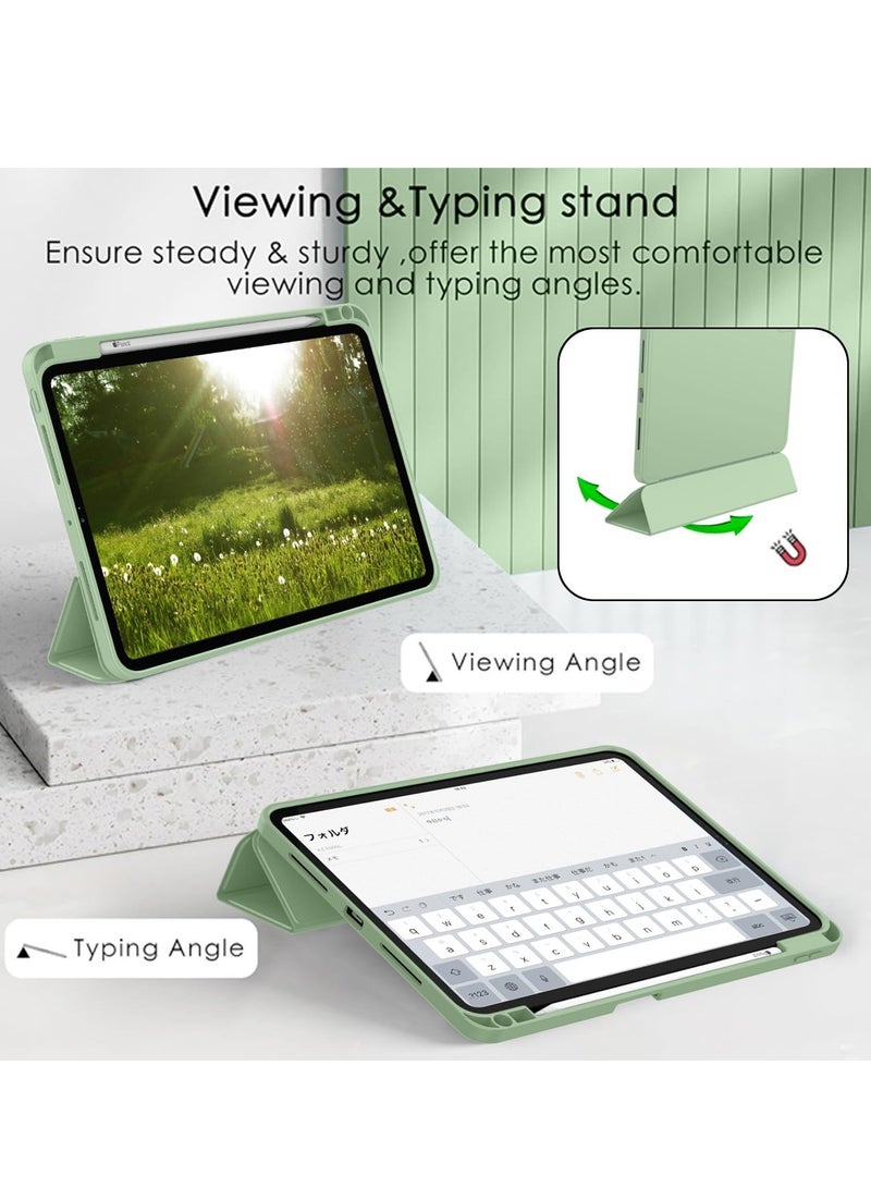 2024 iPad Pro 11" Case (M4, 5th Gen) - Smart Case with Pencil Holder, Touch ID Support, Auto Wake/Sleep Function (New Matcha Green)