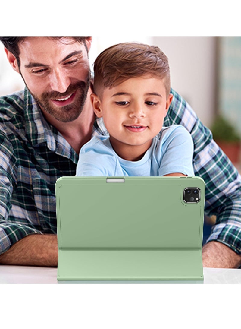 2024 iPad Pro 11" Case (M4, 5th Gen) - Smart Case with Pencil Holder, Touch ID Support, Auto Wake/Sleep Function (New Matcha Green)