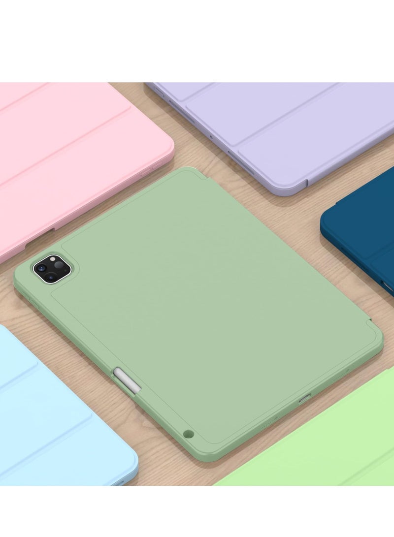 2024 iPad Pro 11" Case (M4, 5th Gen) - Smart Case with Pencil Holder, Touch ID Support, Auto Wake/Sleep Function (New Matcha Green)