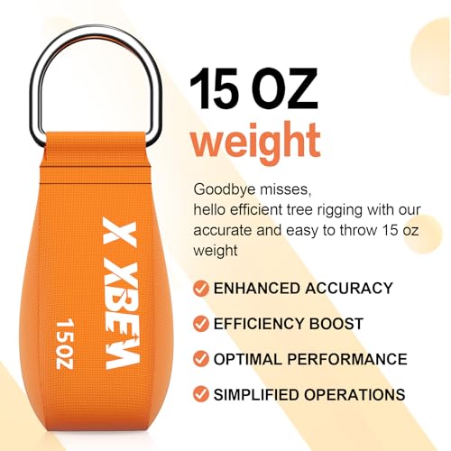 X XBEN XBEN Arborist Throw Line Kit with 15oz Throw Weight, 150ft 3/19" Slick Rope & Reflective Storage Bag, Polyester Coated for Tree Trimming, Camping, Forestry Gear (4"x6" Orange Bag) - Image 3