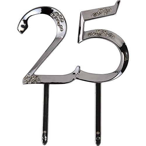 Simplicity 25th Anniversary Decorative Accent Piece for Cake Top or Floral Arrangement Wedding Accessory, 4" x 2.75", Multicolor - Image 3