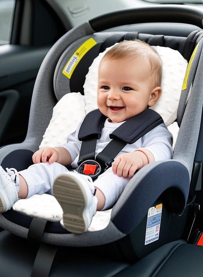 Infant Car Seat Insert, Baby Carseat Head & Body Support for Newborn, 2-in-1 Reversible Baby Car Seat Cushion, Soft Stroller Cushion Insert for Car Seats, Bouncer, Strollers, Swing (White) - Image 5