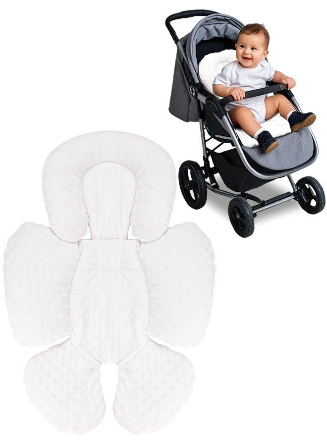 Infant Car Seat Insert, Baby Carseat Head & Body Support for Newborn, 2-in-1 Reversible Baby Car Seat Cushion, Soft Stroller Cushion Insert for Car Seats, Bouncer, Strollers, Swing (White) - Image 1