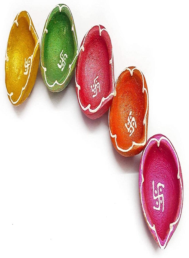 كرافتس مان SATVIK 36 قطعة من الطين التقليدي المصنوع يدويًا من طين الطين ضياء باللون الأحمر مع الصليب المعقوف التقليدي المصنوع يدويًا من الطين الفخاري Vilakku مصباح الزيت Diyas الطبيعي ميتي الترحيب بديكور Deepawali عناصر الهدايا الهندية - Image 4