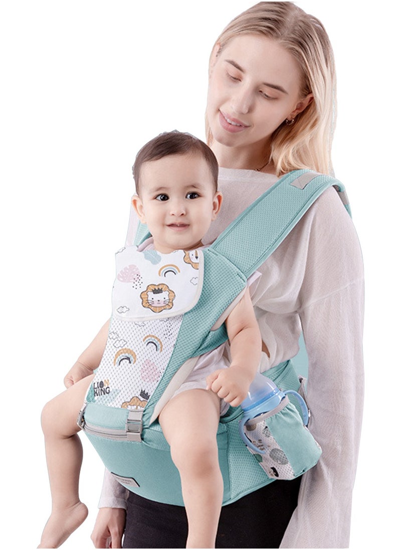 Arabest Baby Carrier with Hip Seat Ergonomic Infant& Child Holder Carrier Kangaroo Bag with Storage Bags Soft Lightweight Pure Cotton Comfortable Baby Backpack Carrier for Newborn and Toddler 7-55lbs (Green)  - Image 1