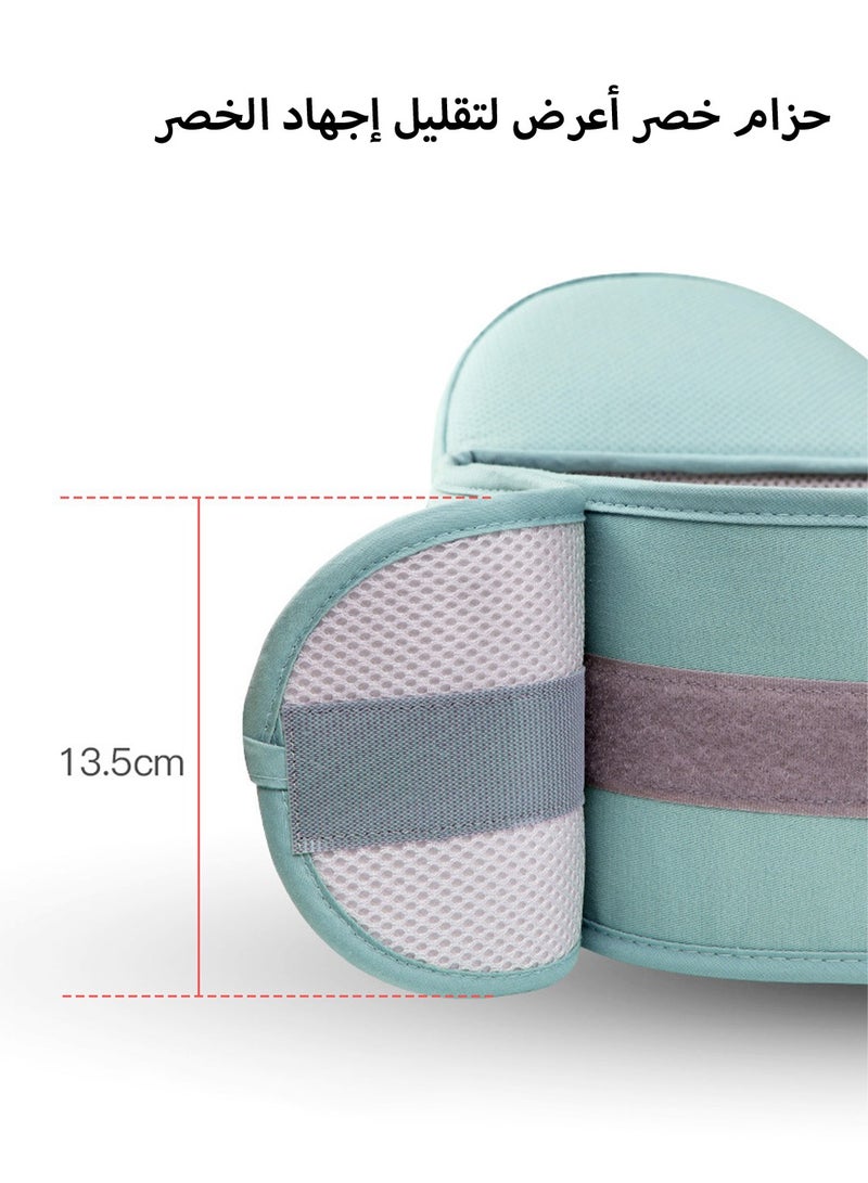 Baby Carrier with Hip Seat Ergonomic Infant& Child Holder Carrier Kangaroo Bag with Storage Bags Soft Lightweight Pure Cotton Comfortable Baby Backpack Carrier for Newborn and Toddler 7-55lbs (Green)