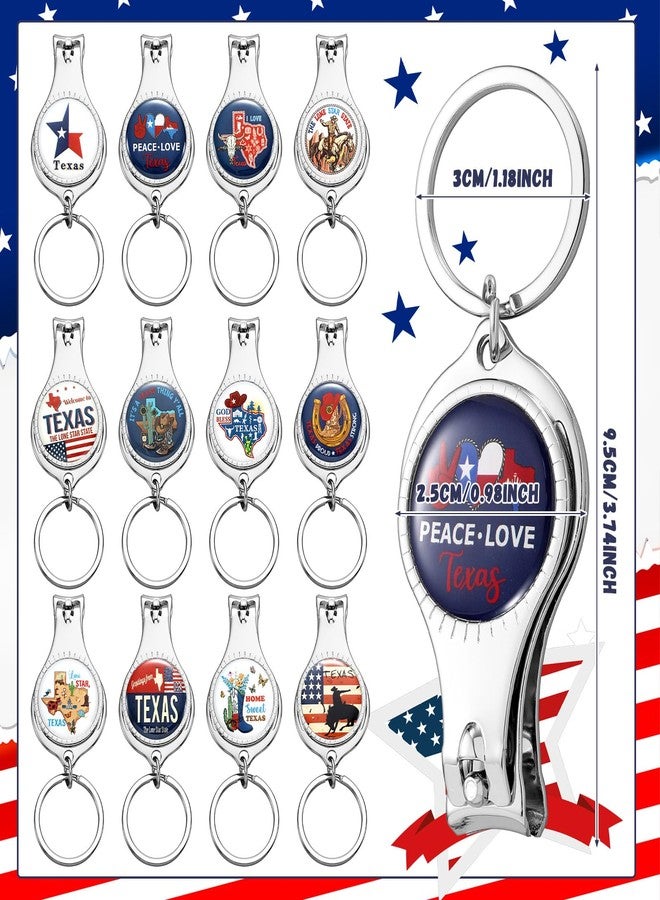 Leriton 12 Sets Texas Souvenirs Gifts Texas Multi Function Bottle Opener Nail Clipper Keychain Christmas Souvenir Gifts for Traveler Men Women Party Supplies - Image 3