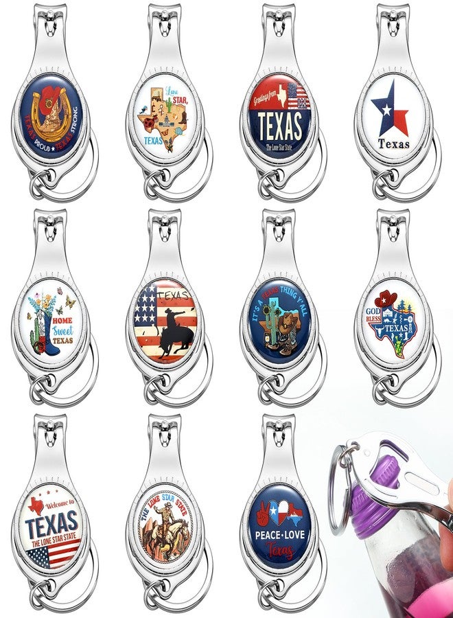 Leriton 12 Sets Texas Souvenirs Gifts Texas Multi Function Bottle Opener Nail Clipper Keychain Christmas Souvenir Gifts for Traveler Men Women Party Supplies - Image 1