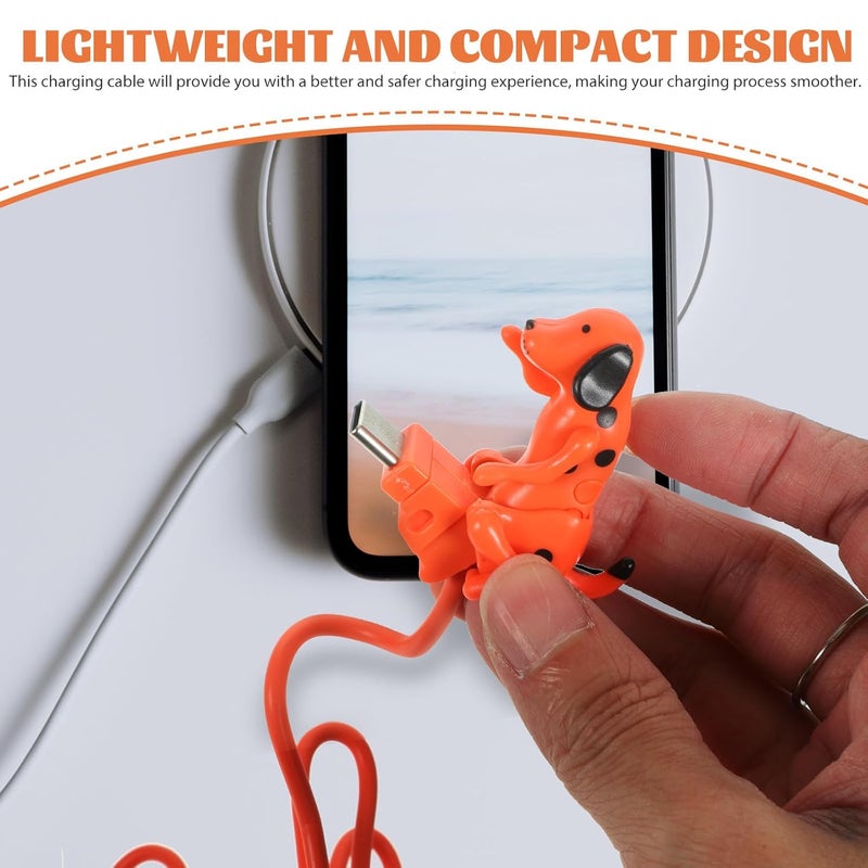 Orange Creative Dog Design USB C Charging Cable Stress Relief Phone Charger Cord - Image 4