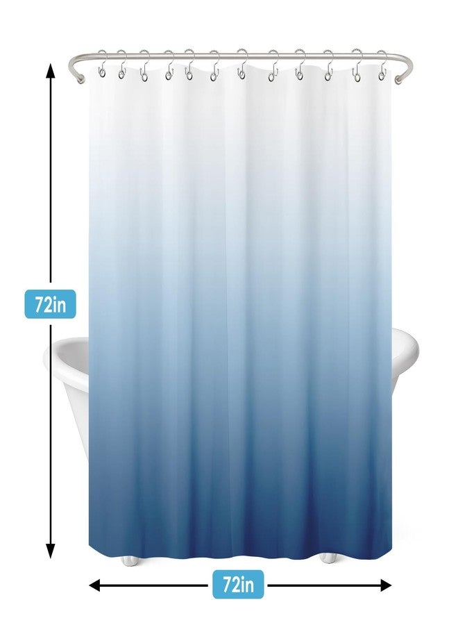 Nesphy Shower Curtain and Liner Set, Blue and White Ombre Abstract Modern Shower Curtain and Liner with Double-Sided Stainless Steel Hooks, 3-in-1 Waterproof Fabric for Bathroom, 72x72 Inch - Image 2