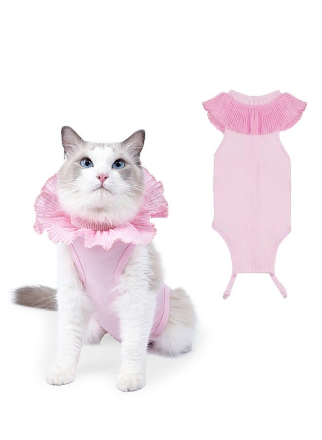 Realfrog Cat Surgery Recovery Suit for Female Cat Breathable Surgical Recovery Shirt After Surgery Wear Anti Licking Wounds E-Collar Alternative for Female Cats Kitten M Pink  - Image 1