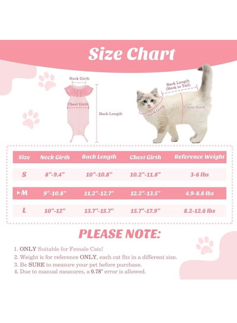 Realfrog Cat Surgery Recovery Suit for Female Cat Breathable Surgical Recovery Shirt After Surgery Wear Anti Licking Wounds E-Collar Alternative for Female Cats Kitten M Pink  - Image 4
