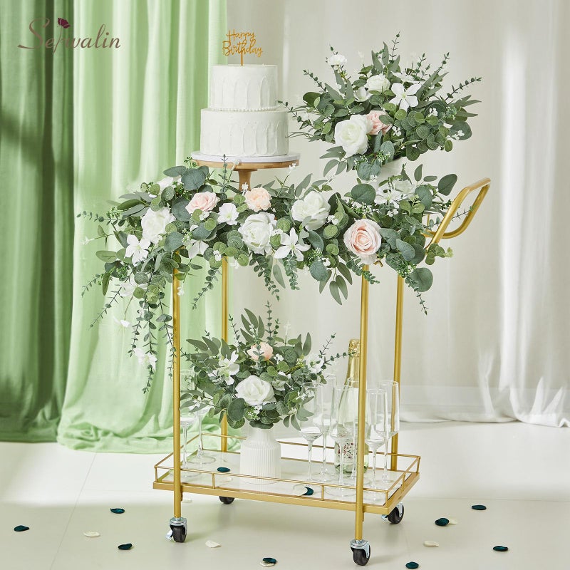 Serwalin 300 pcs Artificial Mixed Eucalyptus Leaves Stems Bulk, 4 Kinds Silver Dollar Eucalyptus Leaves Picks,Faux Greenery Stems Sprays for DIY Bouquets Floral Arrangement Home Decor - Image 4