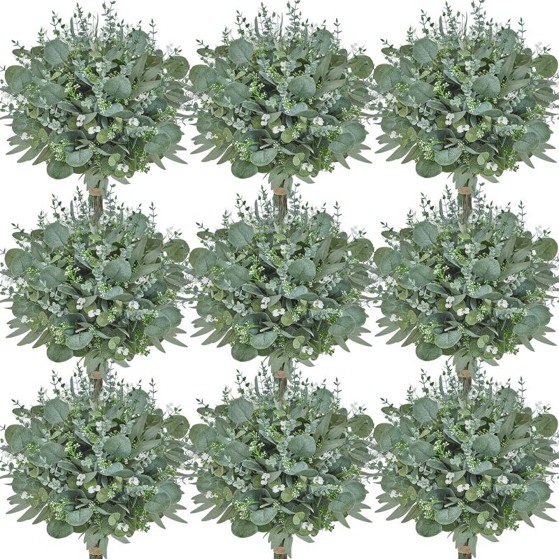 Serwalin 300 pcs Artificial Mixed Eucalyptus Leaves Stems Bulk, 4 Kinds Silver Dollar Eucalyptus Leaves Picks,Faux Greenery Stems Sprays for DIY Bouquets Floral Arrangement Home Decor - Image 1