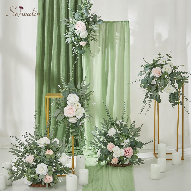 Serwalin 300 pcs Artificial Mixed Eucalyptus Leaves Stems Bulk, 4 Kinds Silver Dollar Eucalyptus Leaves Picks,Faux Greenery Stems Sprays for DIY Bouquets Floral Arrangement Home Decor - Image 5