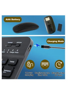 Aookay Arabic & English Bluetooth Keyboard and Mouse Combo, Ultra Slim Rechargeable Portable Wireless Keyboard Mouse Set Compact for Android Windows Tablet iPad Computer Desktop PC Laptop (Black)  - Image 4