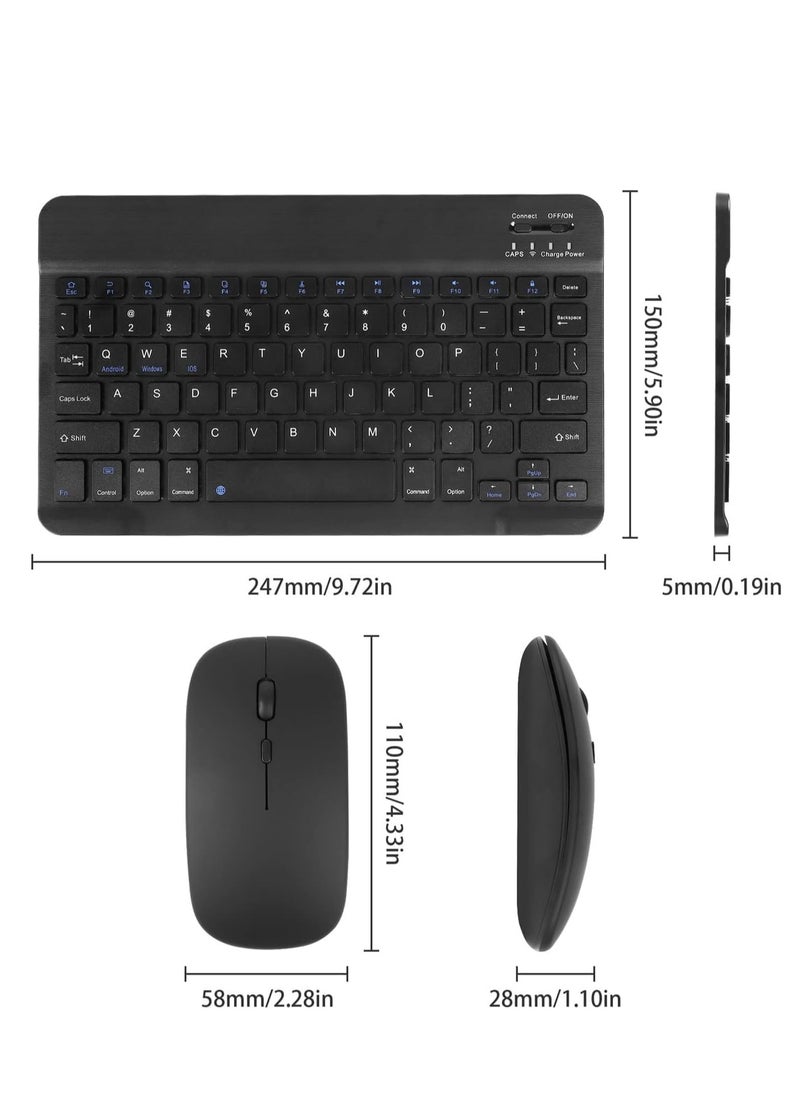 Aookay - Arabic & English Bluetooth Keyboard and Mouse Combo, Ultra Slim Rechargeable Portable Wireless Keyboard Mouse Set Compact for Android Windows Tablet iPad Computer Desktop PC Laptop (Black) - Image 1