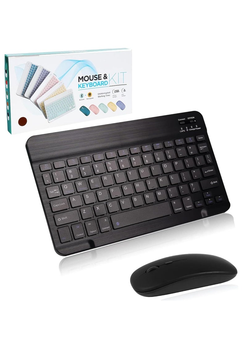 Aookay Arabic & English Bluetooth Keyboard and Mouse Combo, Ultra Slim Rechargeable Portable Wireless Keyboard Mouse Set Compact for Android Windows Tablet iPad Computer Desktop PC Laptop (Black)  - Image 1