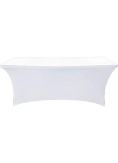 SHOWAY Spandex Tablecloths For 6 Ft Home Rectangular Table Fitted Stretch Table Cover Polyester Tablecover Lash Bed Cover Table Toppers Massage Table Cover White  - Image 1