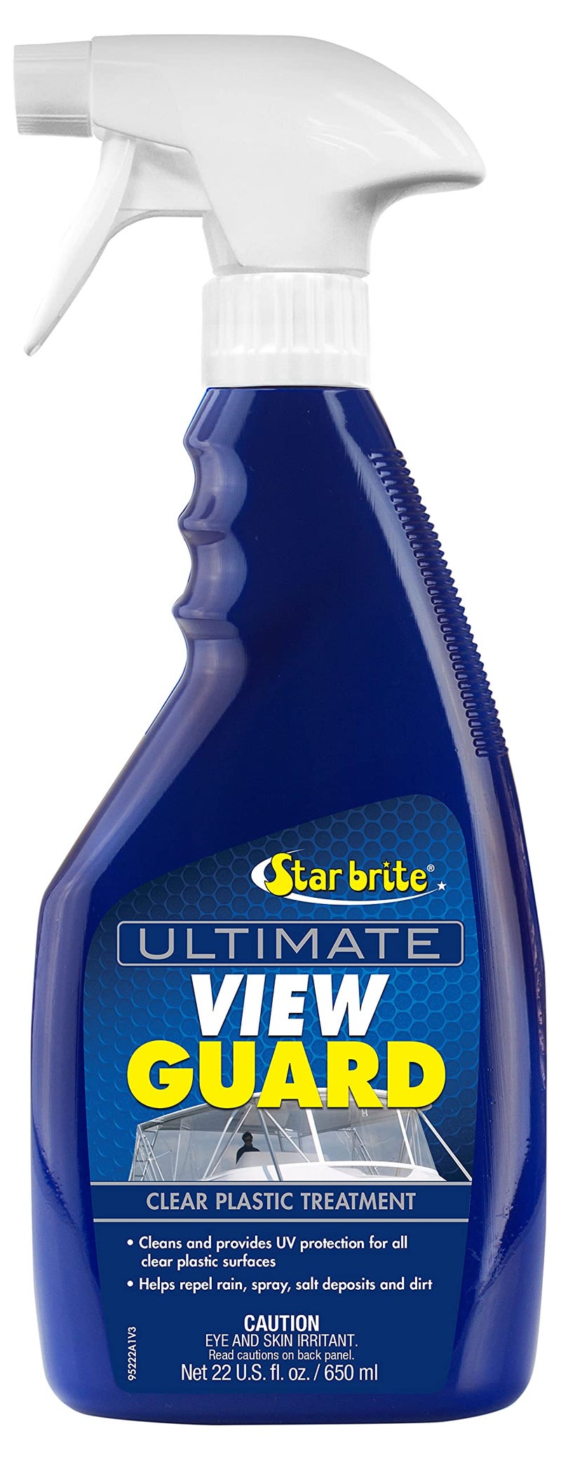 STAR BRITE View Guard Clear Plastic Treatment for Strataglass, EZ2CY, Eisenglass - Enhances Wet Weather Visibility, Repels Water, Spray, Salt & Dirt - 22 OZ (095222) - Image 1