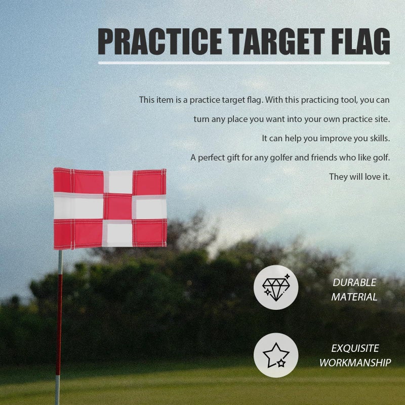 White Red Checkered Golf Putting Flag Pin Sturdy Practice Training Equipment - Image 5