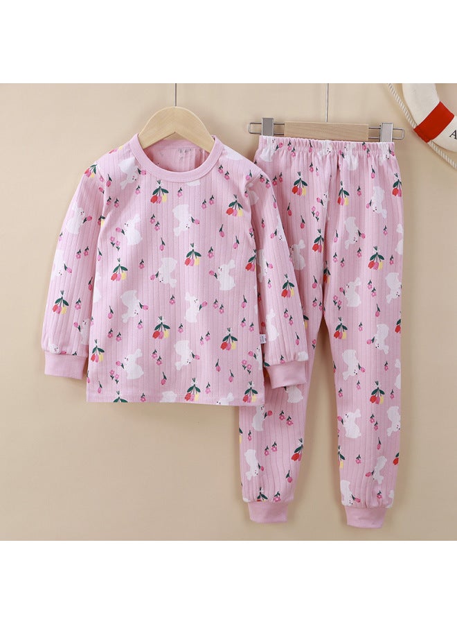 Children's Autumn New Cotton Suit Crewneck Girls' Long Sleeve Underwear Autumn Clothes Pants Pajamas Home Clothes