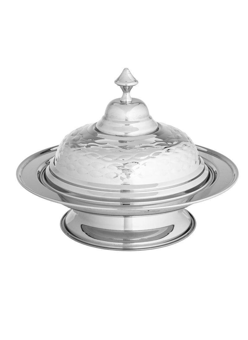 Almarhomy Luxury Cozy Dish with Base Made of Indian Stainless Steel 35 Cm  - Image 1