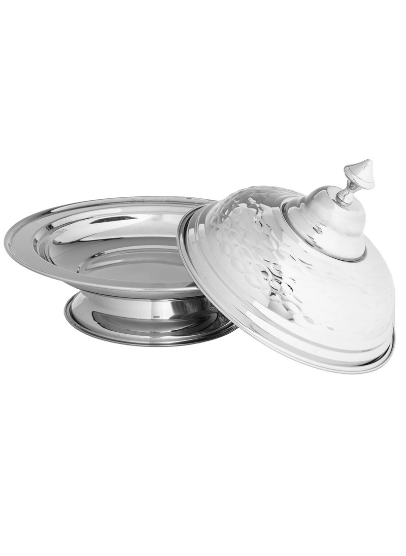 Almarhomy Luxury Cozy Dish with Base Made of Indian Stainless Steel 35 Cm  - Image 2