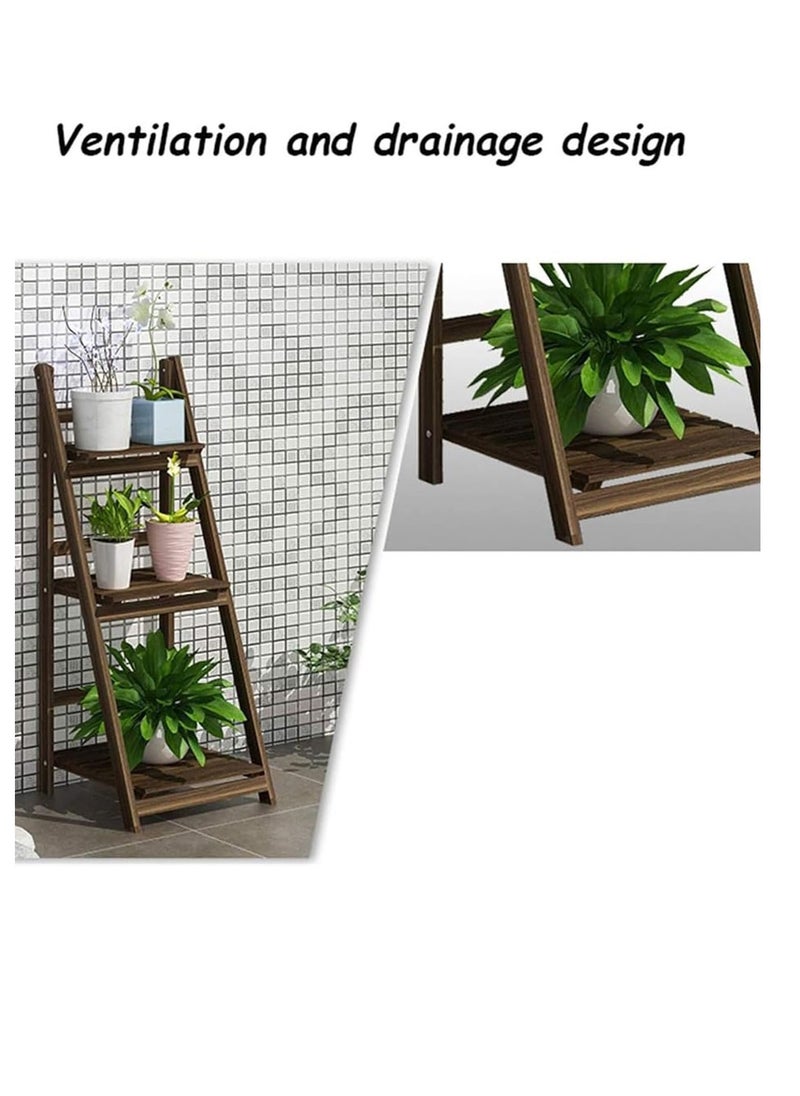 Generic FFD 3-Tier Foldable Wooden Ladder Shelf – Multi-Functional Storage Rack & Organizer | No Assembly, Portable Design for Books, Plants, Décor | Compact Solid Wood Construction, 42 x 32 x 114 cm,  - Image 4