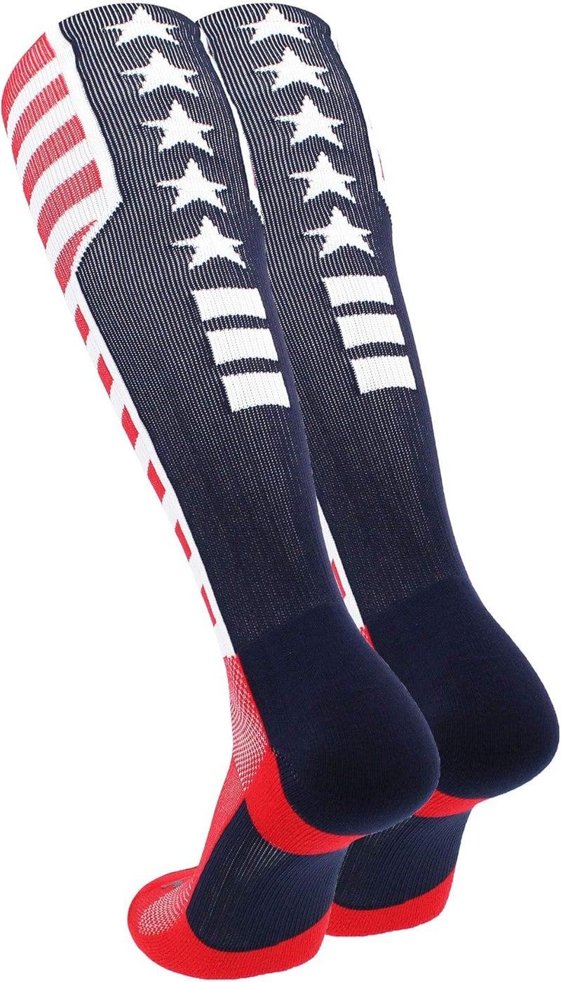 TCK Elite USA Flag Patriot Red White Blue Basketball Football Knee High Socks - Image 2