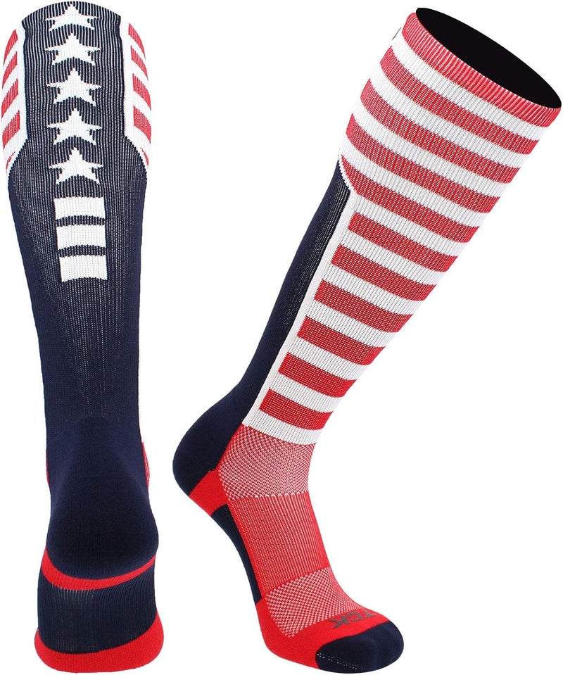 TCK Elite USA Flag Patriot Red White Blue Basketball Football Knee High Socks - Image 1