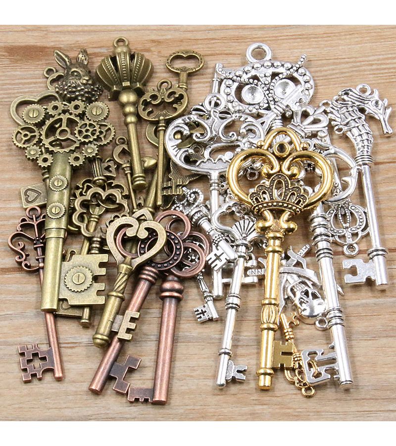 Mixed Color 30g Key Charms Necklace Pendant Craft For Jewelry Making DIY Supplies - Image 1